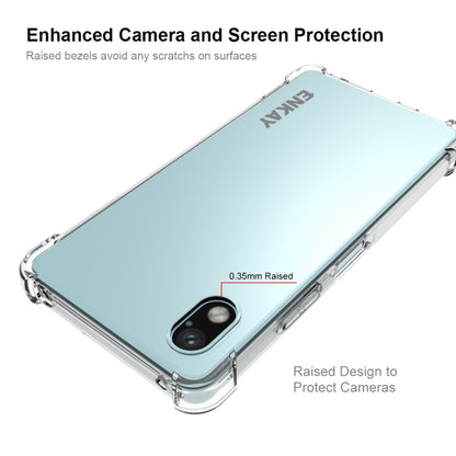 Clear TPU phone case with raised camera and screen-protecting edges