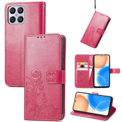 Four-leaf Clasp Embossed Buckle Leather Phone Case, For TCL 4X 5G, For Honor X8 4G