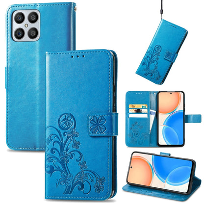 Four-leaf Clasp Embossed Buckle Leather Phone Case, For TCL 4X 5G, For Honor X8 4G