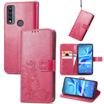 Four-leaf Clasp Embossed Buckle Leather Phone Case, For TCL 4X 5G, For Honor X8 4G