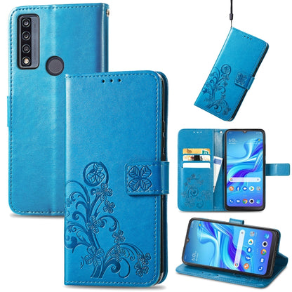Four-leaf Clasp Embossed Buckle Leather Phone Case, For TCL 4X 5G, For Honor X8 4G
