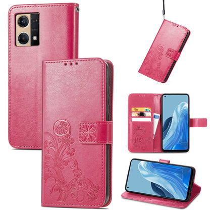 Four-leaf Clasp Embossed Buckle Leather Phone Case, For OPPO Reno7 4G