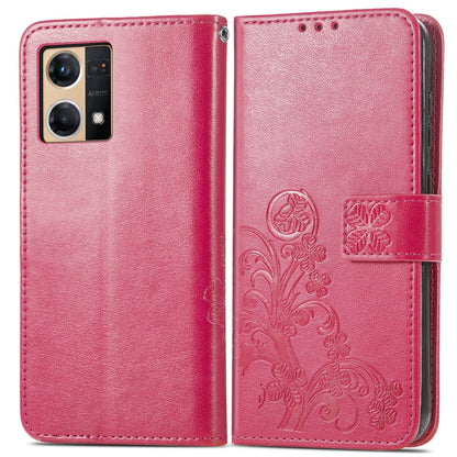 Four-leaf Clasp Embossed Buckle Leather Phone Case, For OPPO Reno7 4G