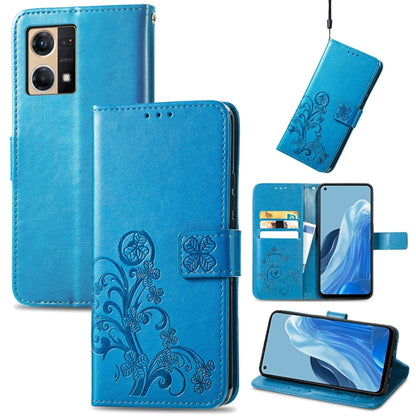 Four-leaf Clasp Embossed Buckle Leather Phone Case, For OPPO Reno7 4G