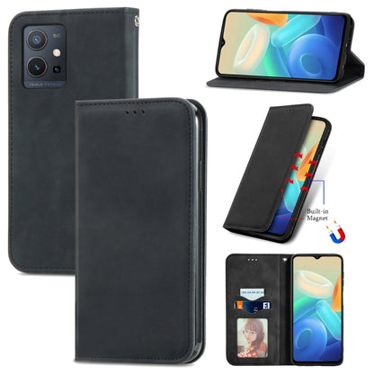 Black magnetic leather folio phone case with side stand and card slot window