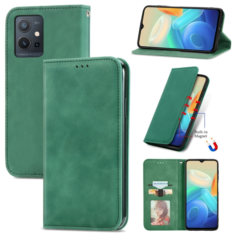 Green magnetic leather folio phone case with side stand and front card slot window