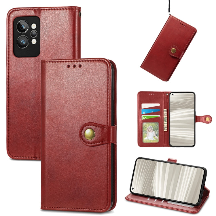 Retro Solid Color Buckle Leather Phone Case, For OPPO Realme GT2 Pro, For vivo Y55 5G