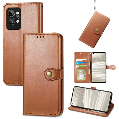 Retro Solid Color Buckle Leather Phone Case, For OPPO Realme GT2 Pro, For vivo Y55 5G