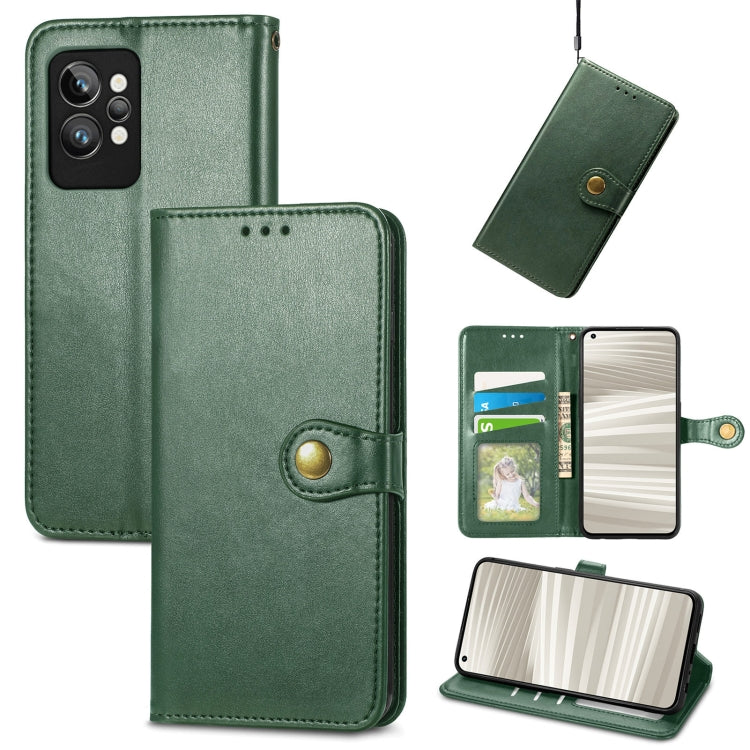 Retro Solid Color Buckle Leather Phone Case, For OPPO Realme GT2 Pro, For vivo Y55 5G