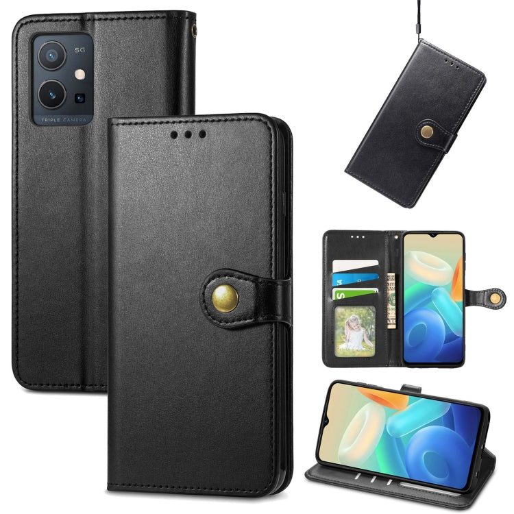 Retro Solid Color Buckle Leather Phone Case, For OPPO Realme GT2 Pro, For vivo Y55 5G