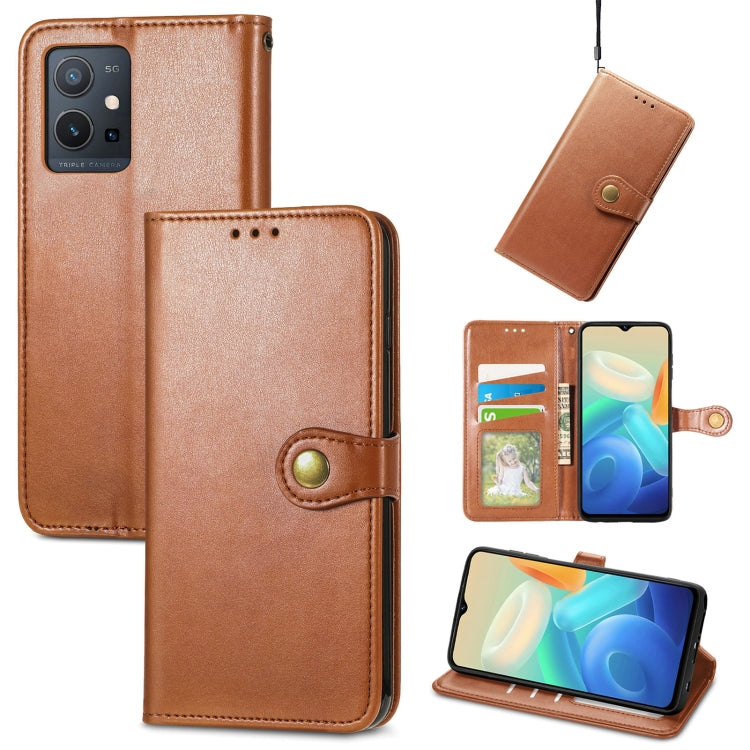 Retro Solid Color Buckle Leather Phone Case, For OPPO Realme GT2 Pro, For vivo Y55 5G