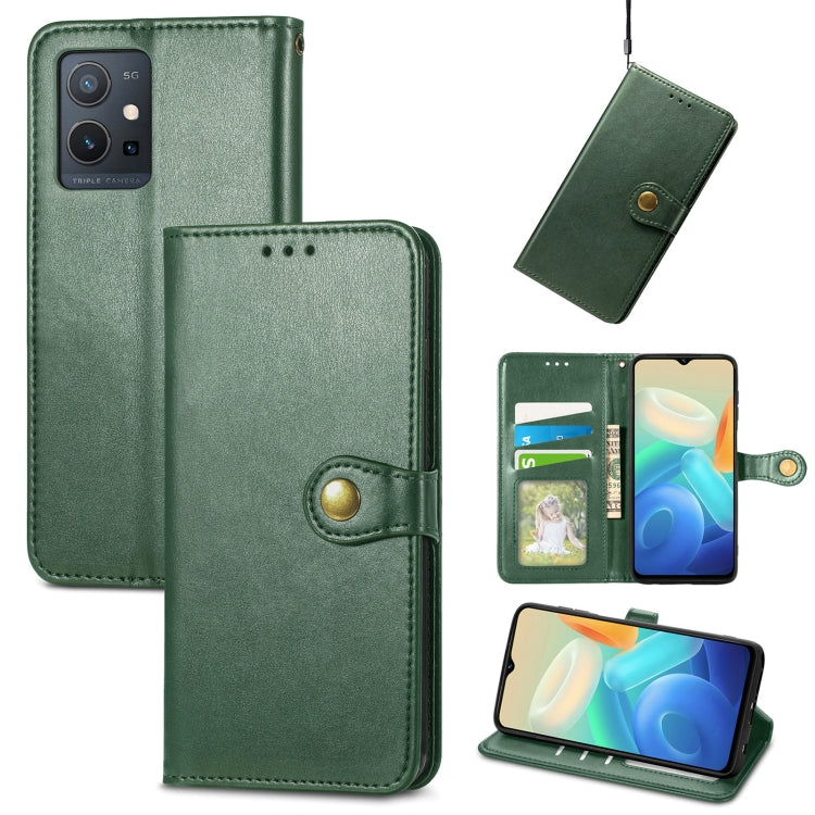 Retro Solid Color Buckle Leather Phone Case, For OPPO Realme GT2 Pro, For vivo Y55 5G