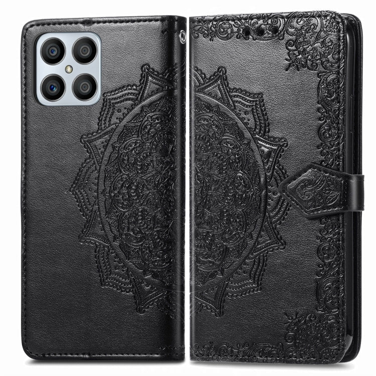 Mandala Flower Embossed Horizontal Flip Leather Phone Case, For Honor X8