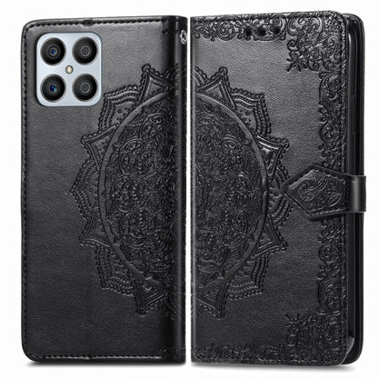 Mandala Flower Embossed Horizontal Flip Leather Phone Case, For Honor X8