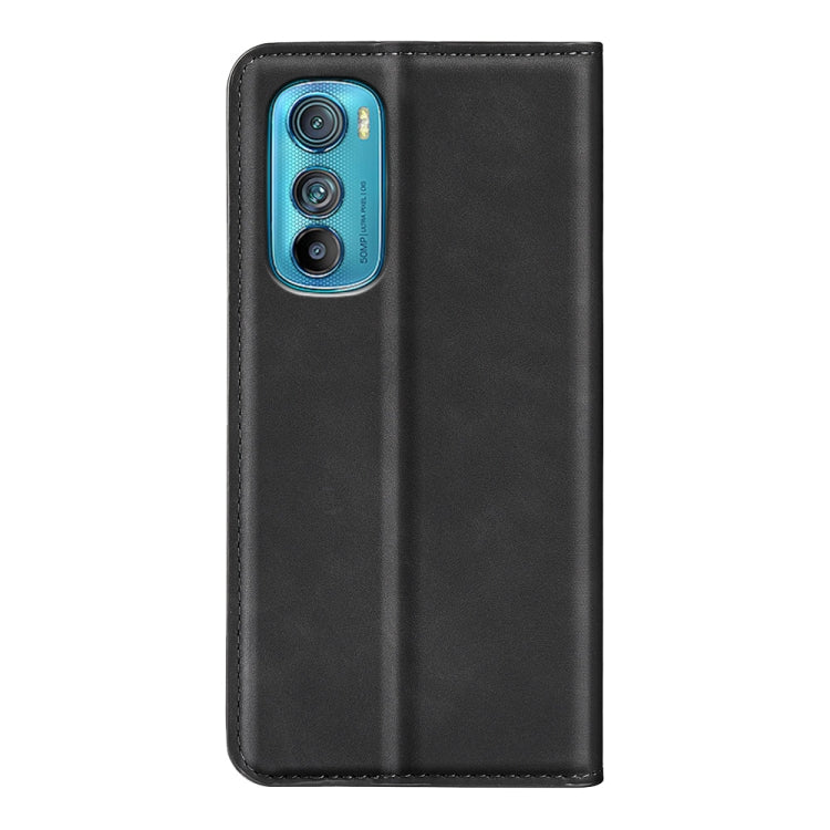 Black leather folio phone case back with camera cutout and reinforced corners