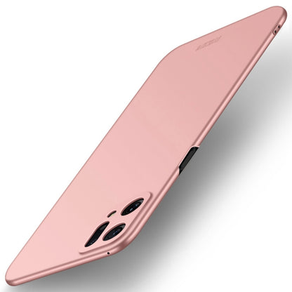 MOFI frosted ultra-thin hard phone case, rose pink with camera cutouts and side button opening