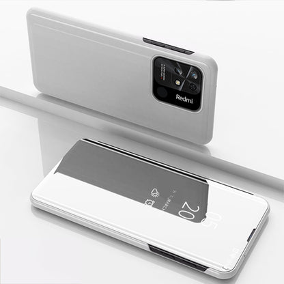 Plated Mirror Horizontal Flip Leather Case with Holder, For Xiaomi Redmi 10C