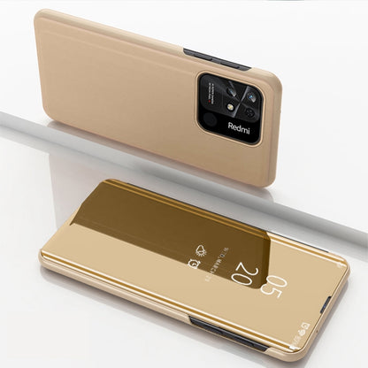 Plated Mirror Horizontal Flip Leather Case with Holder, For Xiaomi Redmi 10C