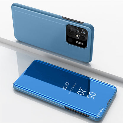 Plated Mirror Horizontal Flip Leather Case with Holder, For Xiaomi Redmi 10C
