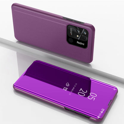 Plated Mirror Horizontal Flip Leather Case with Holder, For Xiaomi Redmi 10C