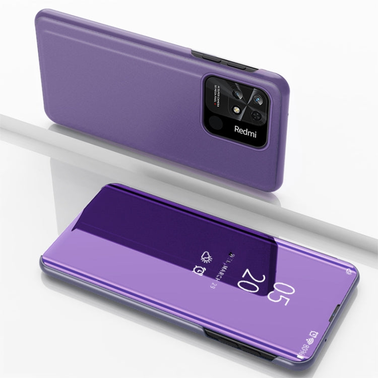 Plated Mirror Horizontal Flip Leather Case with Holder, For Xiaomi Redmi 10C