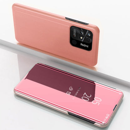Plated Mirror Horizontal Flip Leather Case with Holder, For Xiaomi Redmi 10C