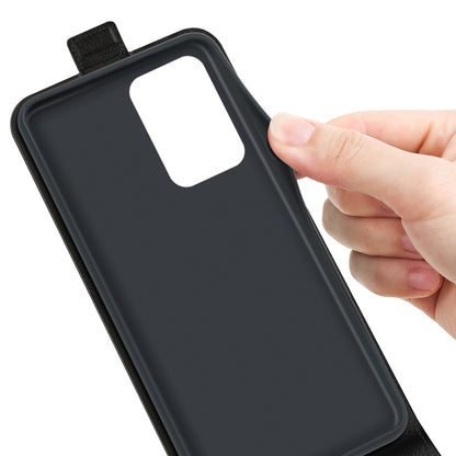 Black phone case back cover with large window cutout, held in hand.