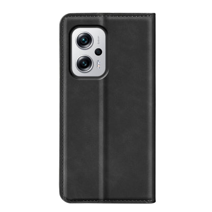 Magnetic leather phone case for Redmi Note 11T Pro, black, camera cutout