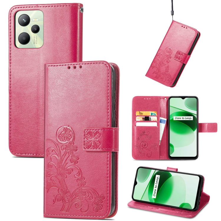 Four-leaf Clasp Embossed Buckle Leather Phone Case, For OPPO Realme C35