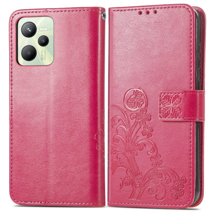 Four-leaf Clasp Embossed Buckle Leather Phone Case, For OPPO Realme C35