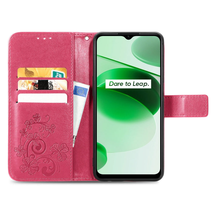 Four-leaf Clasp Embossed Buckle Leather Phone Case, For OPPO Realme C35