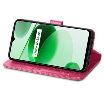 Four-leaf Clasp Embossed Buckle Leather Phone Case, For OPPO Realme C35