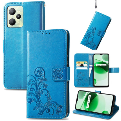 Four-leaf Clasp Embossed Buckle Leather Phone Case, For OPPO Realme C35