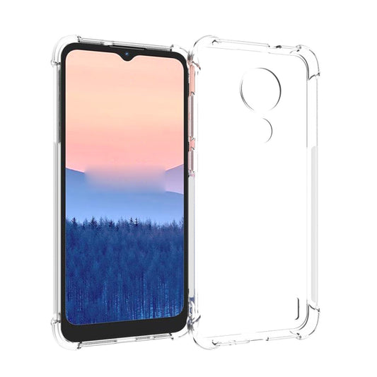 Transparent TPU shockproof phone case for Nokia C21, clear cover with raised edges