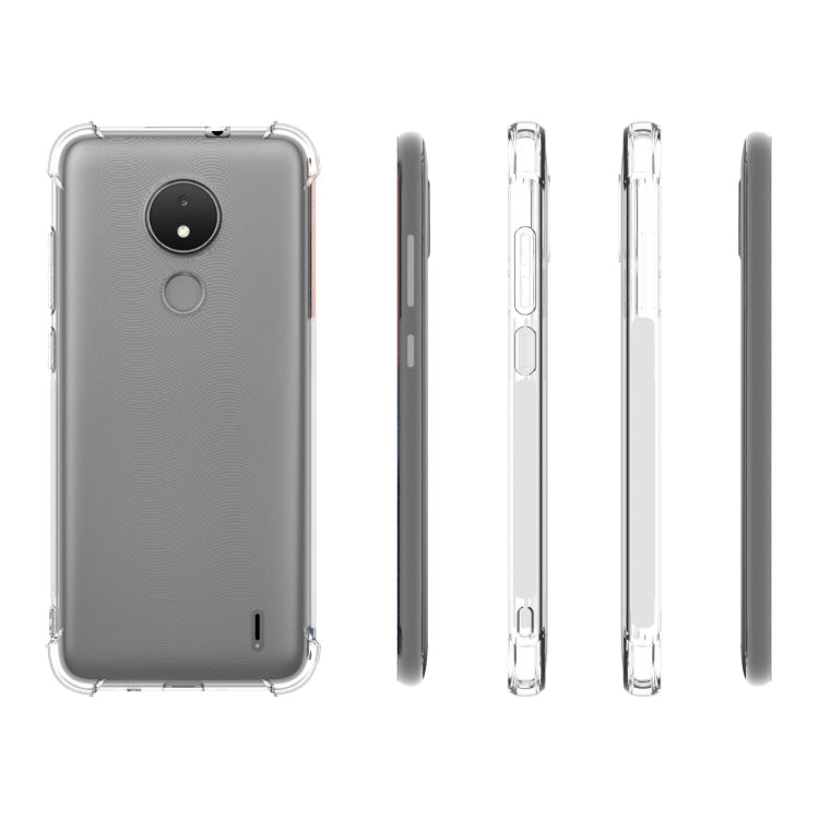 Transparent TPU shockproof phone case for Nokia C21, clear sides with button cutouts