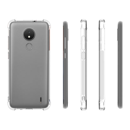 Transparent TPU shockproof phone case for Nokia C21, clear sides with button cutouts