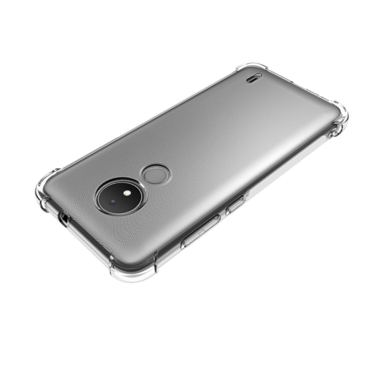 Transparent TPU phone case for Nokia C21, clear bumper edges and camera opening
