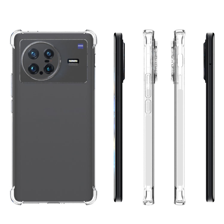 Clear TPU phone case with camera cutouts, side button openings, and extra bumper pieces