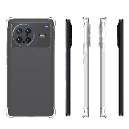 Clear TPU phone case with camera cutouts, side button openings, and extra bumper pieces