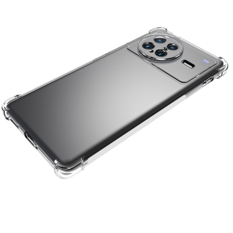 Clear TPU phone case with four-camera cutout and smooth anti-slip back
