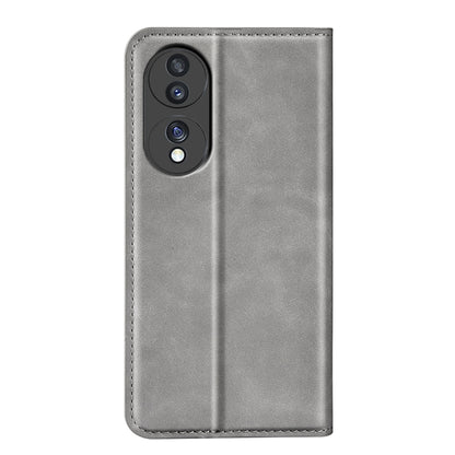 Grey leather-style phone case with camera cutout for Honor 70