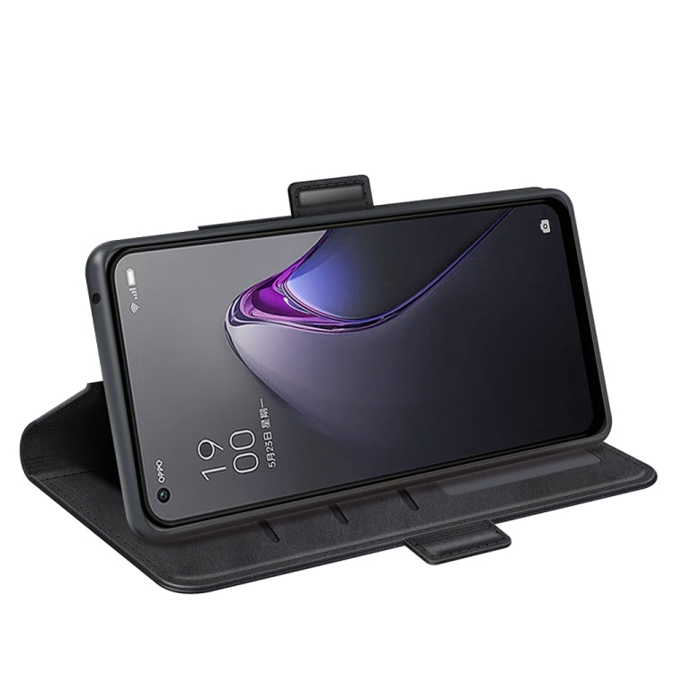 Black leather flip phone case with magnetic buckle, stand-style open cover