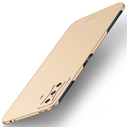 MOFI frosted ultra-thin hard phone case, gold with camera cutouts and side button openings