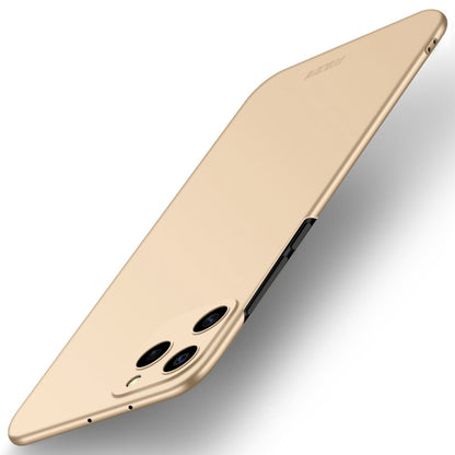 MOFI frosted ultra-thin hard phone case, gold with triple-lens camera cutout and openings
