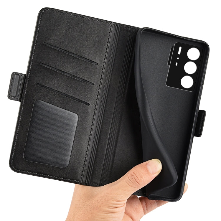 Black leather phone wallet case with inner card slots and magnetic closure for ZTE Axon 40 Ultra