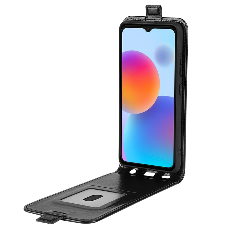 Vertical flip leather phone case for ZTE Blade A52, black with cover open for screen access.
