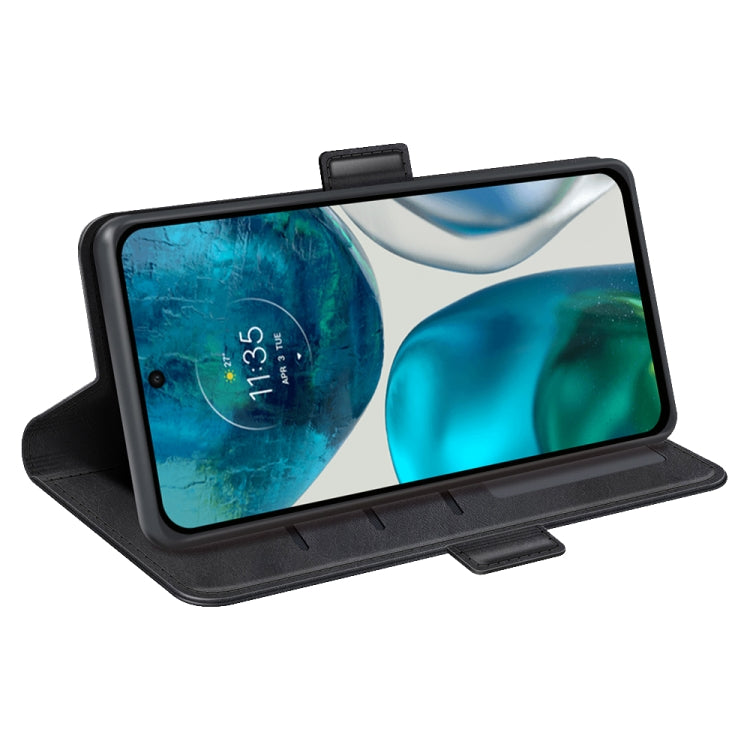 Black leather stand phone case with flip support and magnetic buckle