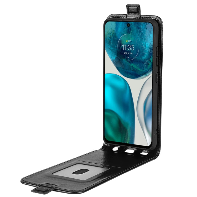 Black vertical flip leather phone case open with card slot and screen window