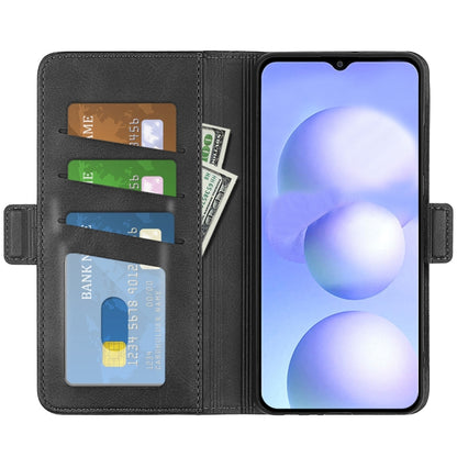Black leather wallet flip phone case with card slots, magnetic fold and phone screen
