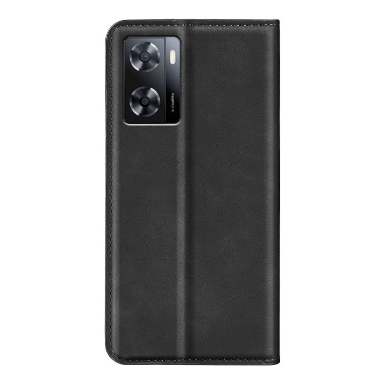Black leather flip phone case with camera opening and raised lip